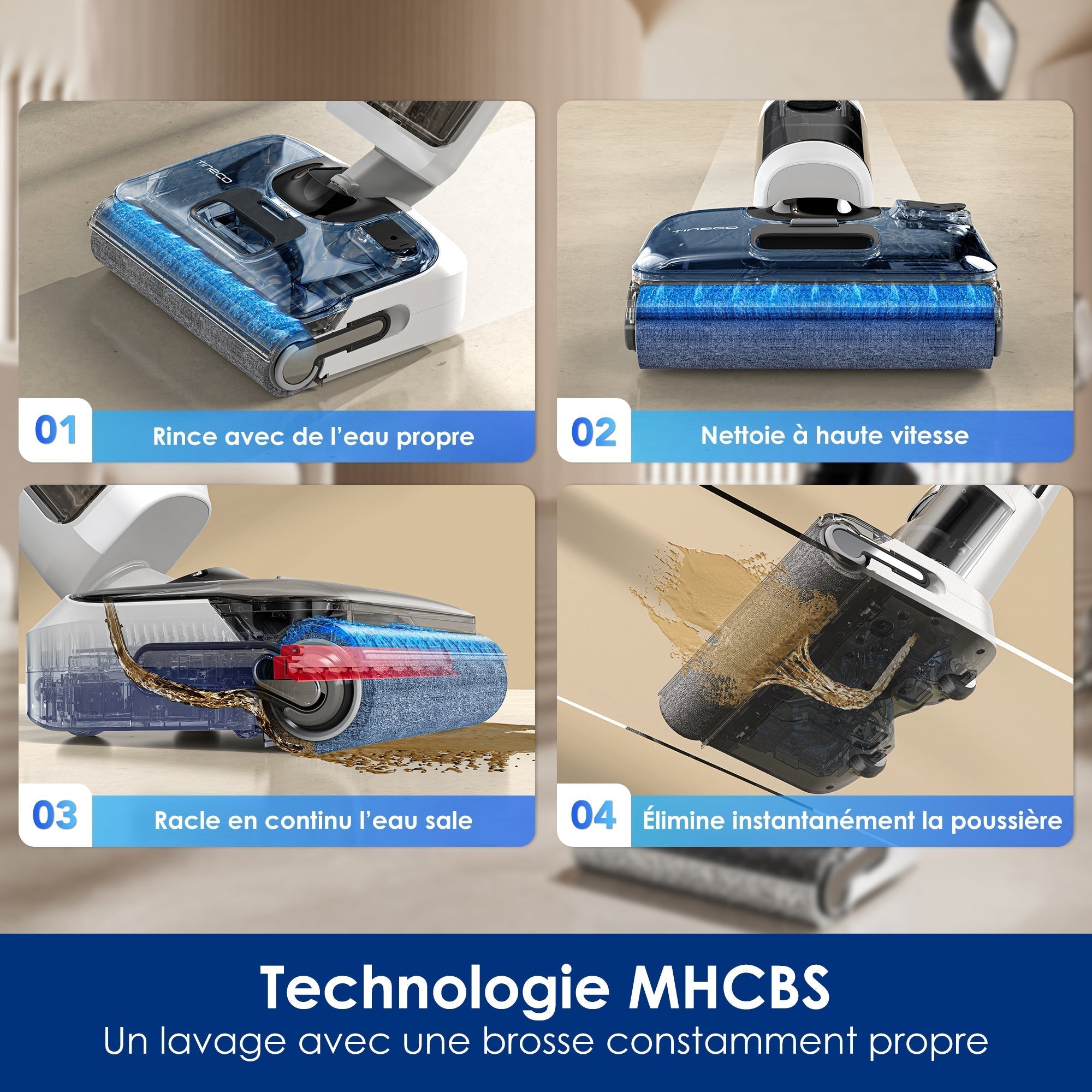 Tineco Floor ONE STRETCH S6 Aspirateur Eau et Poussière Laveur de Sols